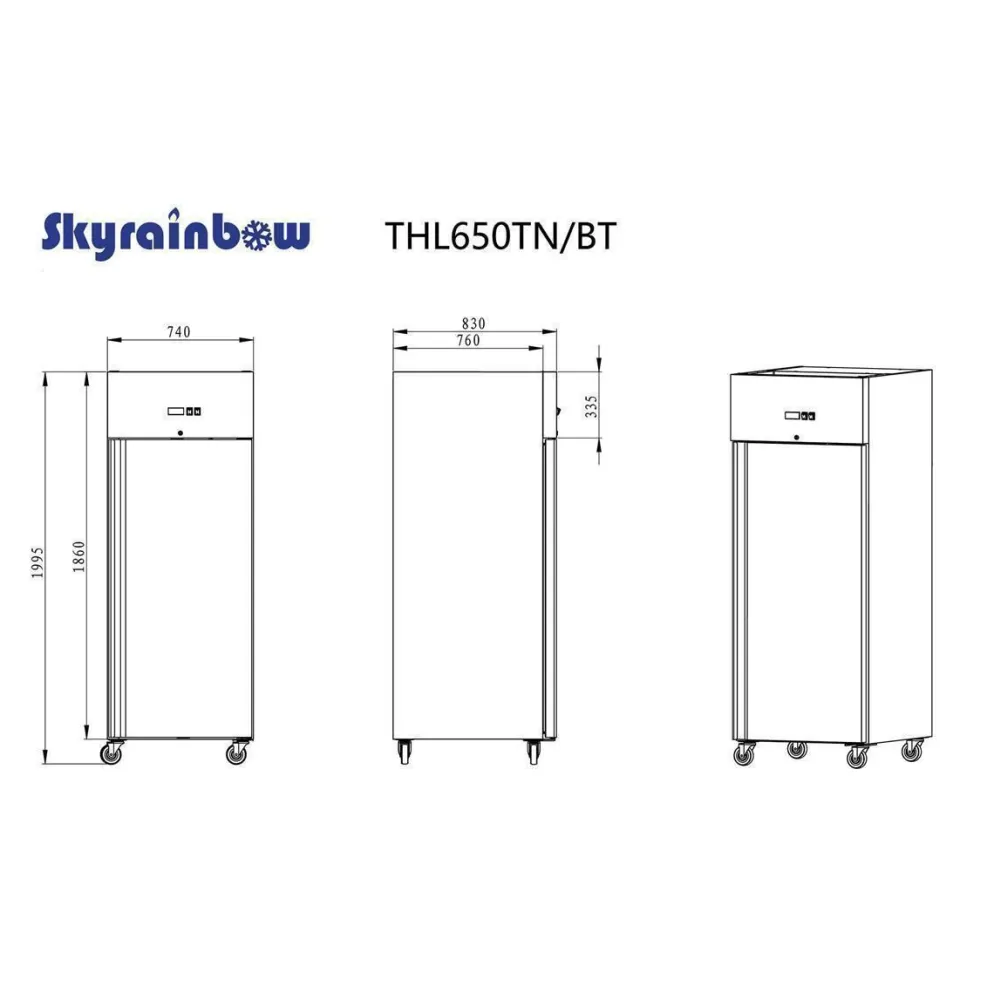 Skyrainbow Edelstahl Umluft-Tiefkühlschrank GN2/1 610 Liter
