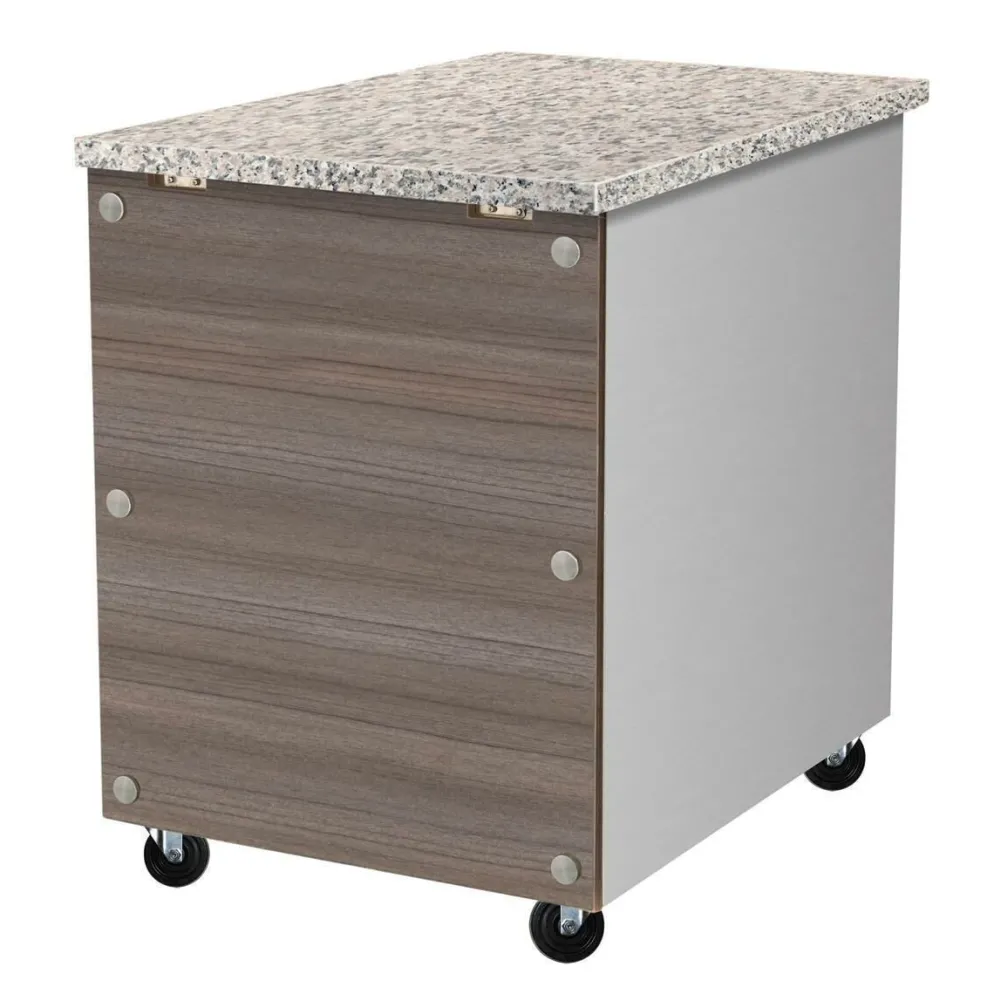 Skyrainbow Kassentisch aus Edelstahl, Granit rosa-grau, 800x820mm