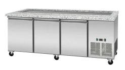 Skyrainbow Kühltheke für 5x GN1/1 mit Glasaufsatz, schwarzer Rand, Breite 1880mm