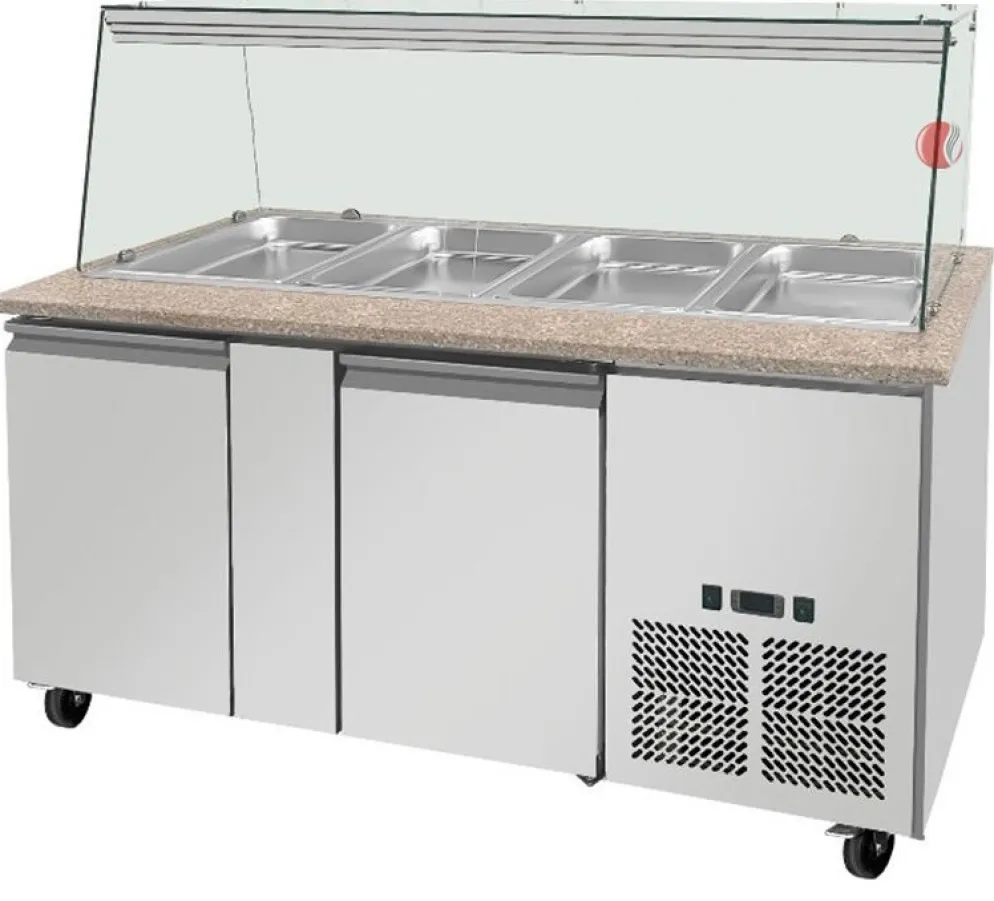 Skyrainbow Kühltheke für 4x GN1/1 mit Glasaufsatz, Breite 1520mm