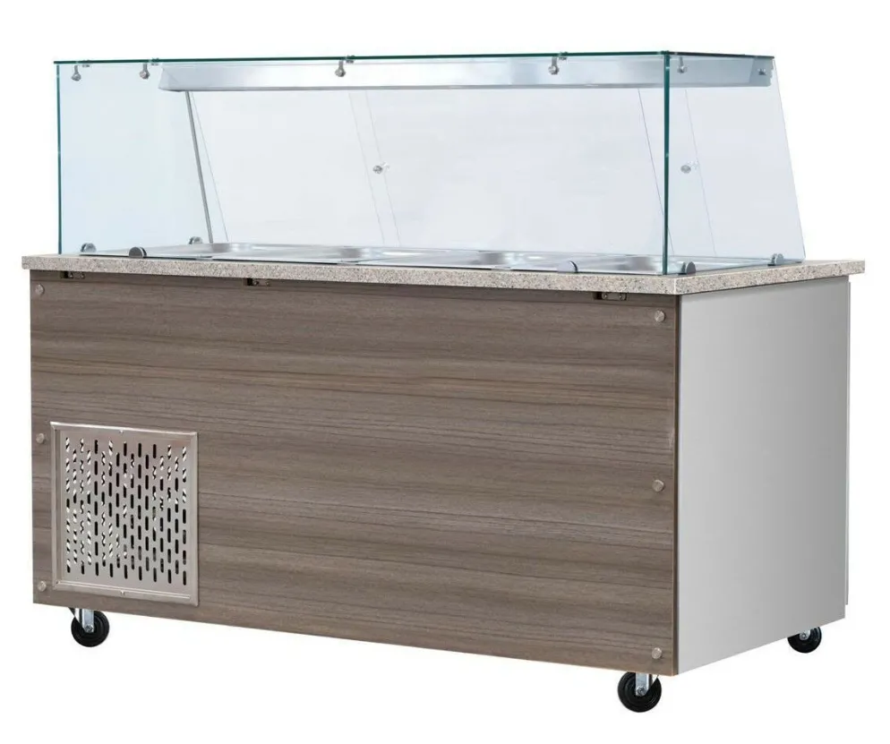 Skyrainbow Kühltheke für 4x GN1/1 mit Glasaufsatz, Breite 1520mm