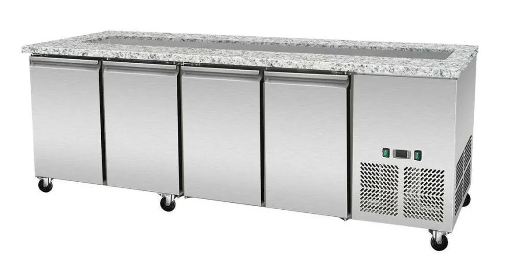 Skyrainbow Kühltheke für 6x GN1/1 mit Glasaufsatz, Glasablage, Breite 2230mm