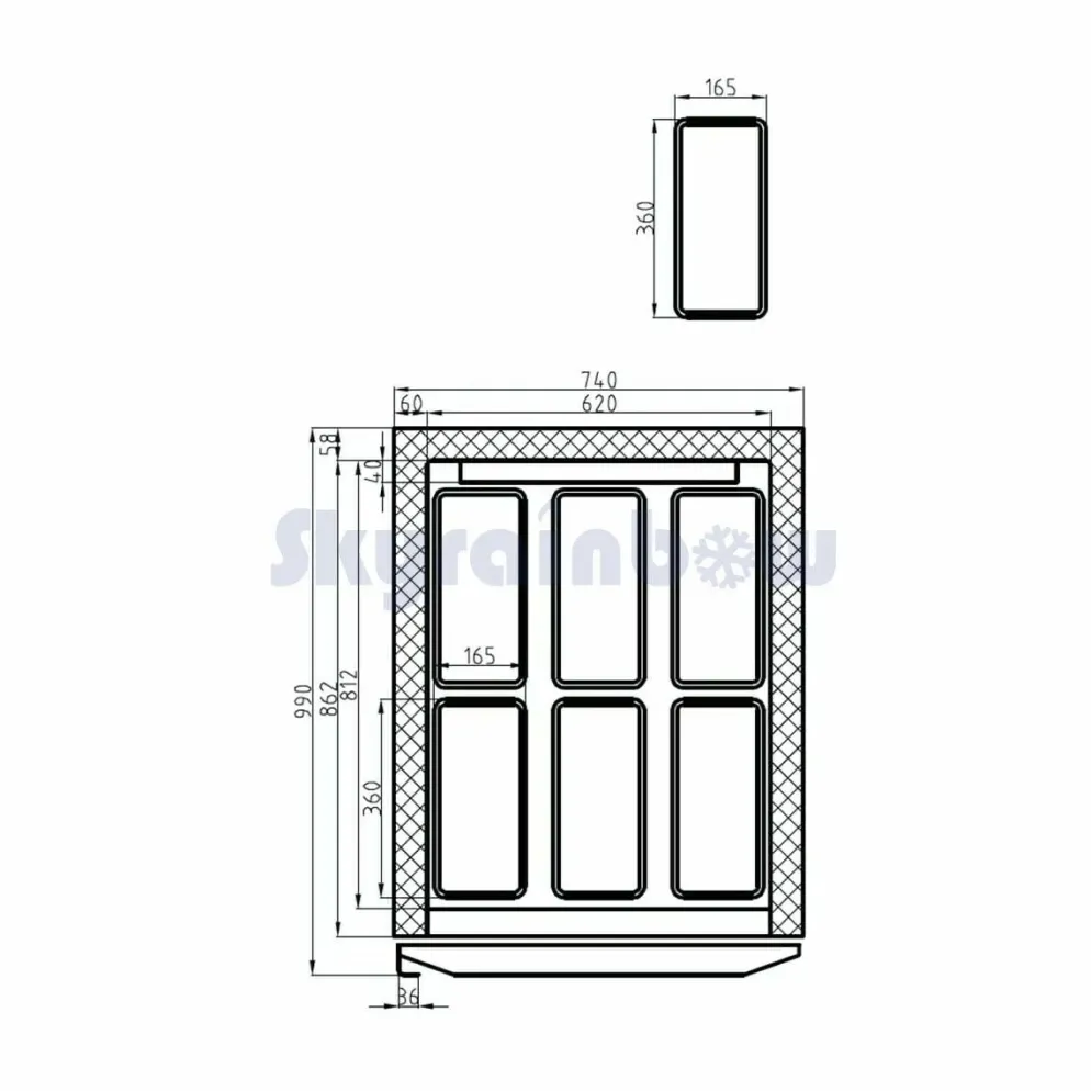 Skyrainbow Speiseeis-Lagertiefkühlschrank Edelstahl 733 Liter, 54x5L