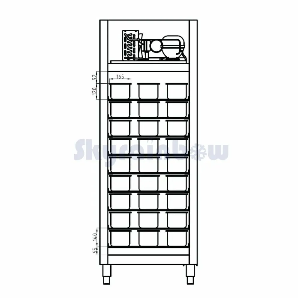 Skyrainbow Speiseeis-Lagertiefkühlschrank Edelstahl 733 Liter, 54x5L