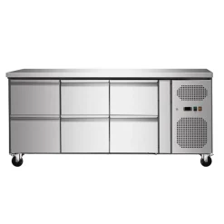 Skyrainbow Umluft-Kühltisch 6 Schubladen ohne Aufkantung, Breite 1795x700 mm
