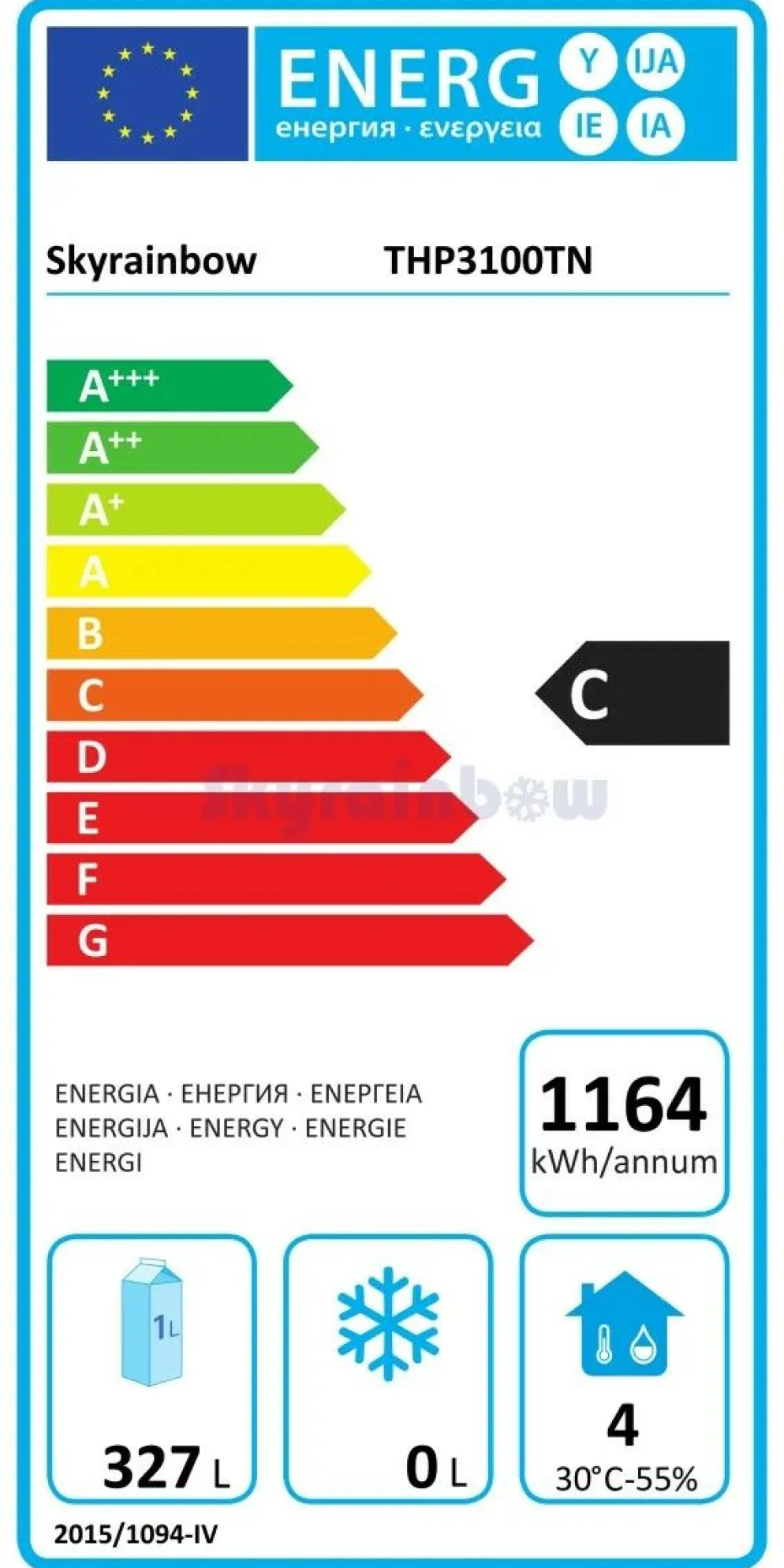 Skyrainbow Umluft-Kühltisch 3 Türen ohne Aufkantung, Breite 1795x700 mm