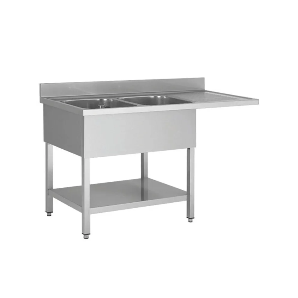 Spülcenter Edelstahl, 2 Becken links, Breite 1600x700 mm