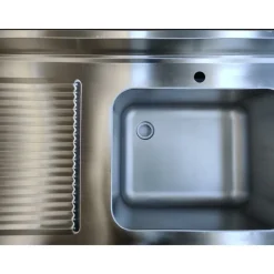 Spülcenter Edelstahl 1 Becken rechts, Abtropffläche links, Breite 1400 mm