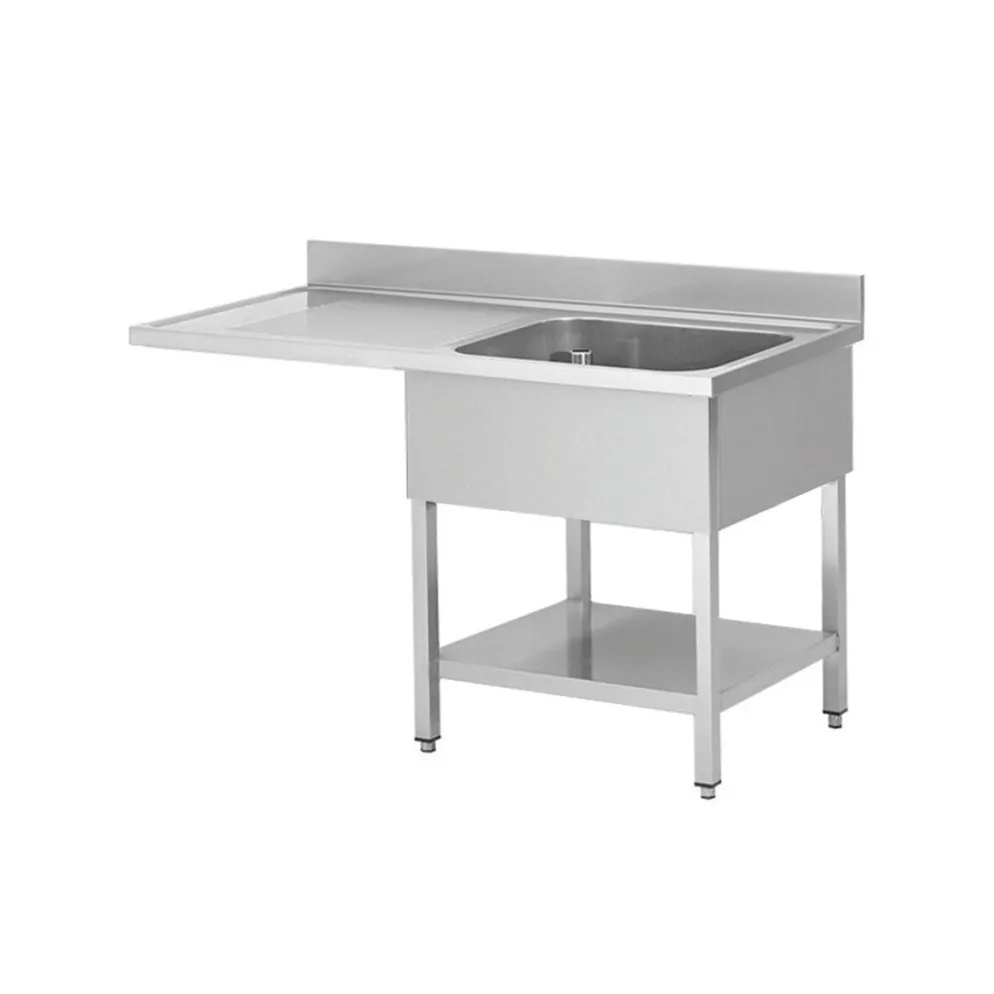 Spülcenter Edelstahl 1 Becken rechts, Abtropffläche links, Breite 1200x700 mm