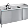 Spülschrank mit 2 Becken Links und Flügeltüren, 1500x600x850mm