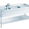 Spülschrank mit 2 Becken Links, Unterbau offen, 1600x700x850mm