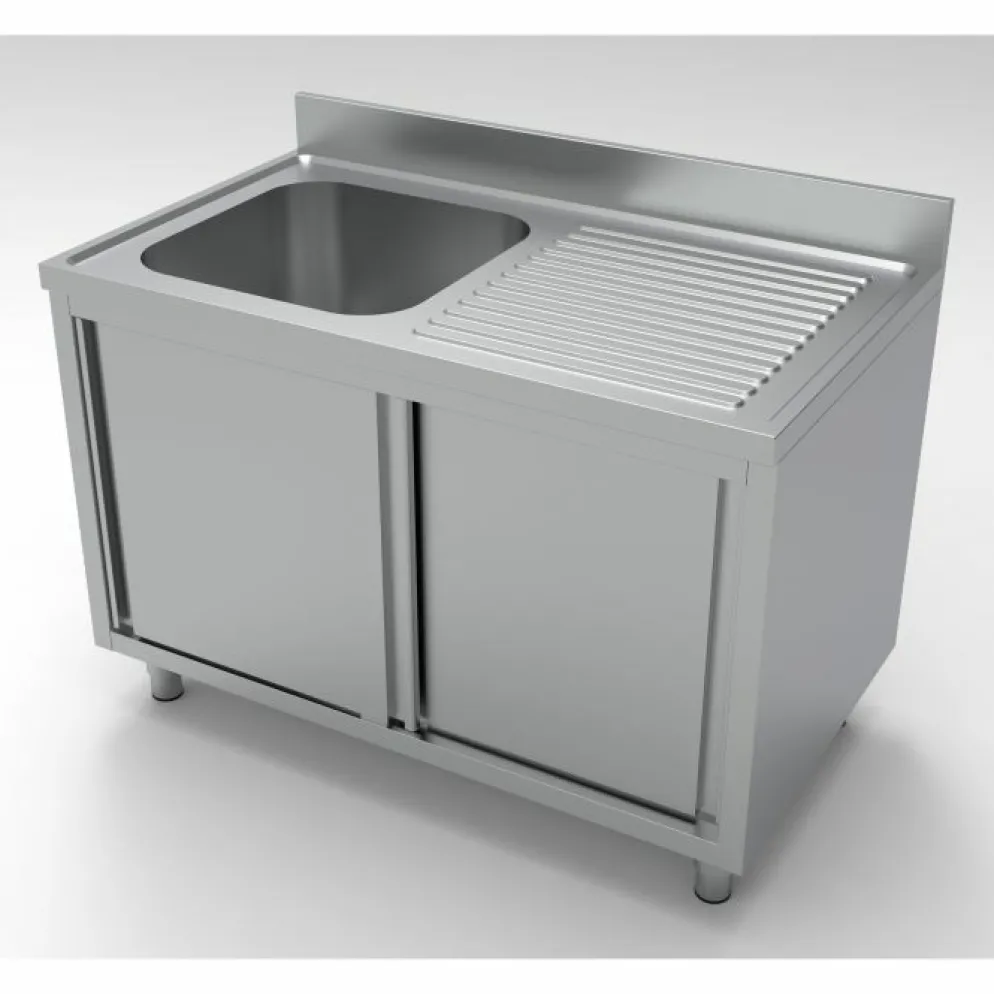 Spülschrank mit Schiebetüren, 1 Becken Links, 1200x700x850mm