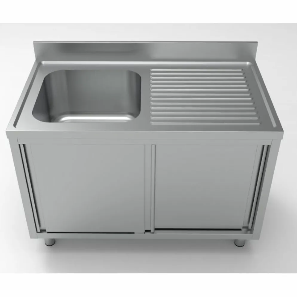 Spülschrank mit Schiebetüren, 1 Becken Links, 1200x700x850mm