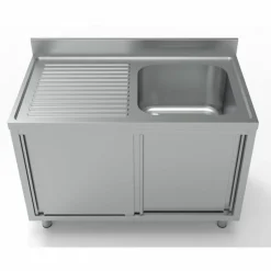 Spülschrank mit Schiebetüren 1 Becken Rechts, 1200x700x850mm