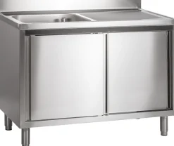 Spülschrank mit Schiebetüren B 120cm - Becken links