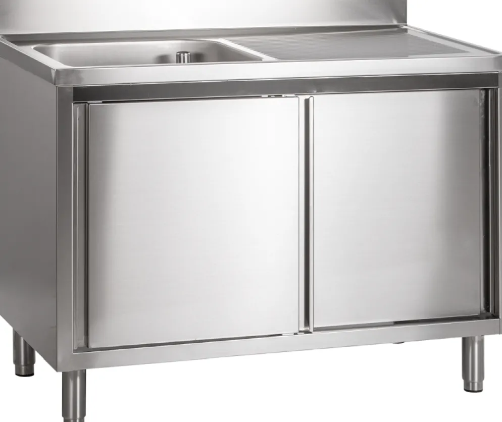 Spülschrank mit Schiebetüren B 120cm - Becken links