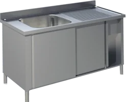 Spülschrank mit Schiebetüren B 120cm - Becken links