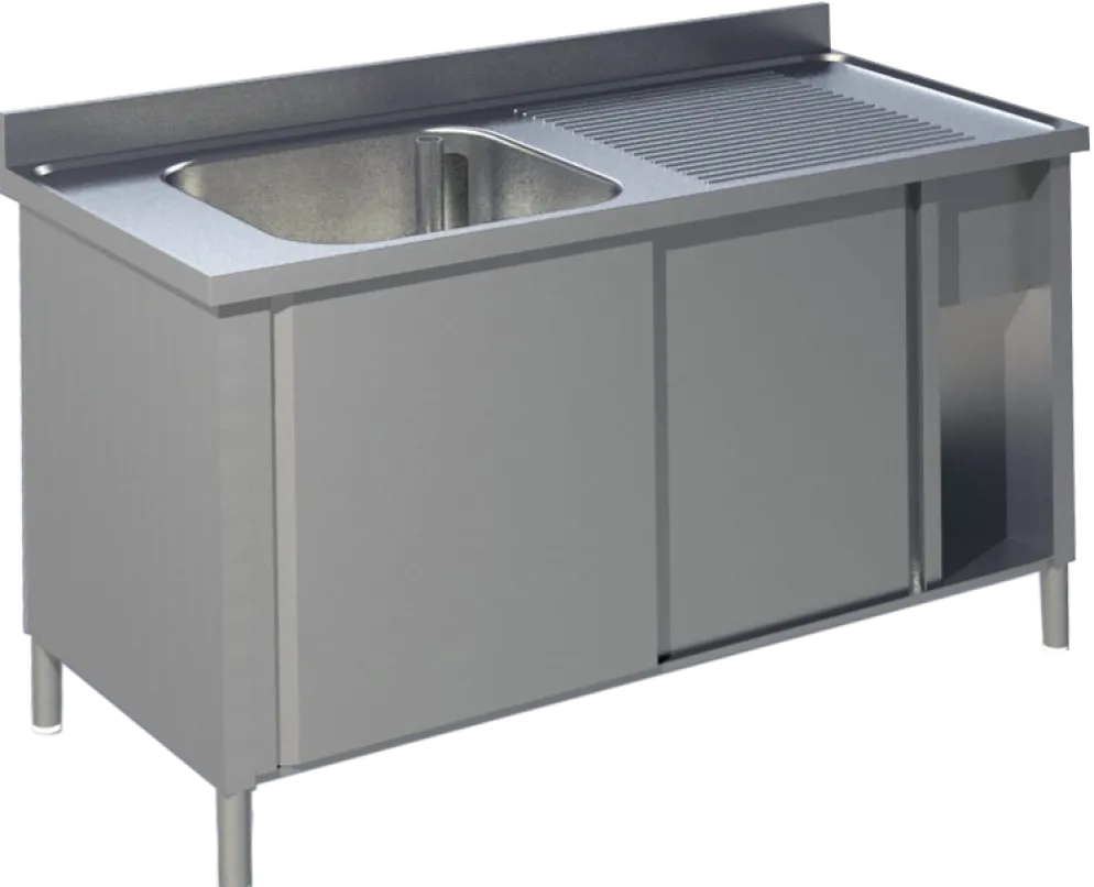 Spülschrank mit Schiebetüren B 120cm - Becken links