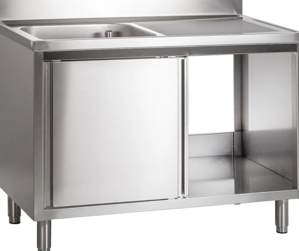 Spülschrank mit Schiebetüren B 120cm - Becken links