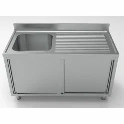 Spülschrank mit Schiebetüren, 1 Becken Links, 1400x700x850mm