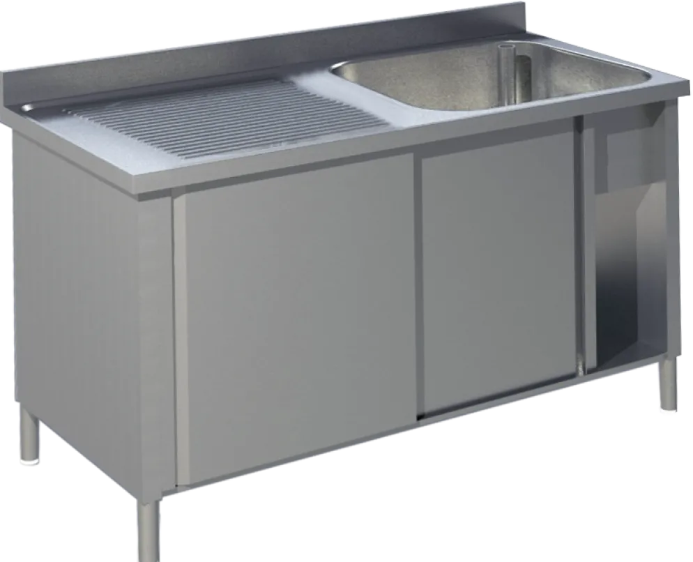 Spülschrank mit Schiebetüren B 120cm - Becken rechts