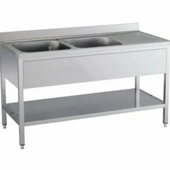 Spültisch 2 Becken links mit Aufkantung B 160cm
