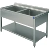 Spültisch 2 Becken mit Aufkantung, 1200x700mm
