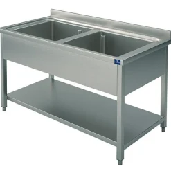 Spültisch 2 Becken mit Aufkantung, 1200x700mm