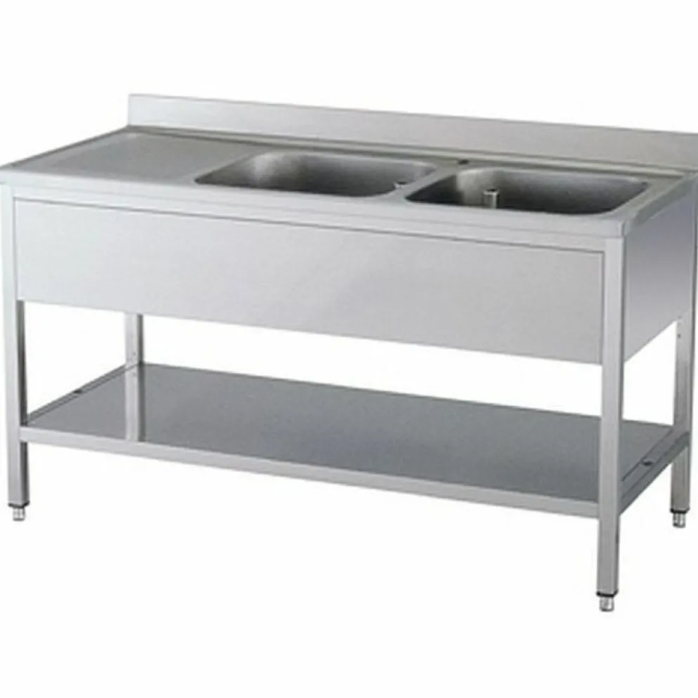 Spültisch 2 Becken rechts mit Aufkantung B 140cm