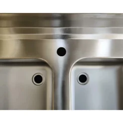 Spültisch, Breite 1400 mm, 2 Becken mittig, mit Aufkantung