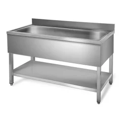 Spültisch, Breite 1200 mm, 1 Becken mittig, mit Aufkantung