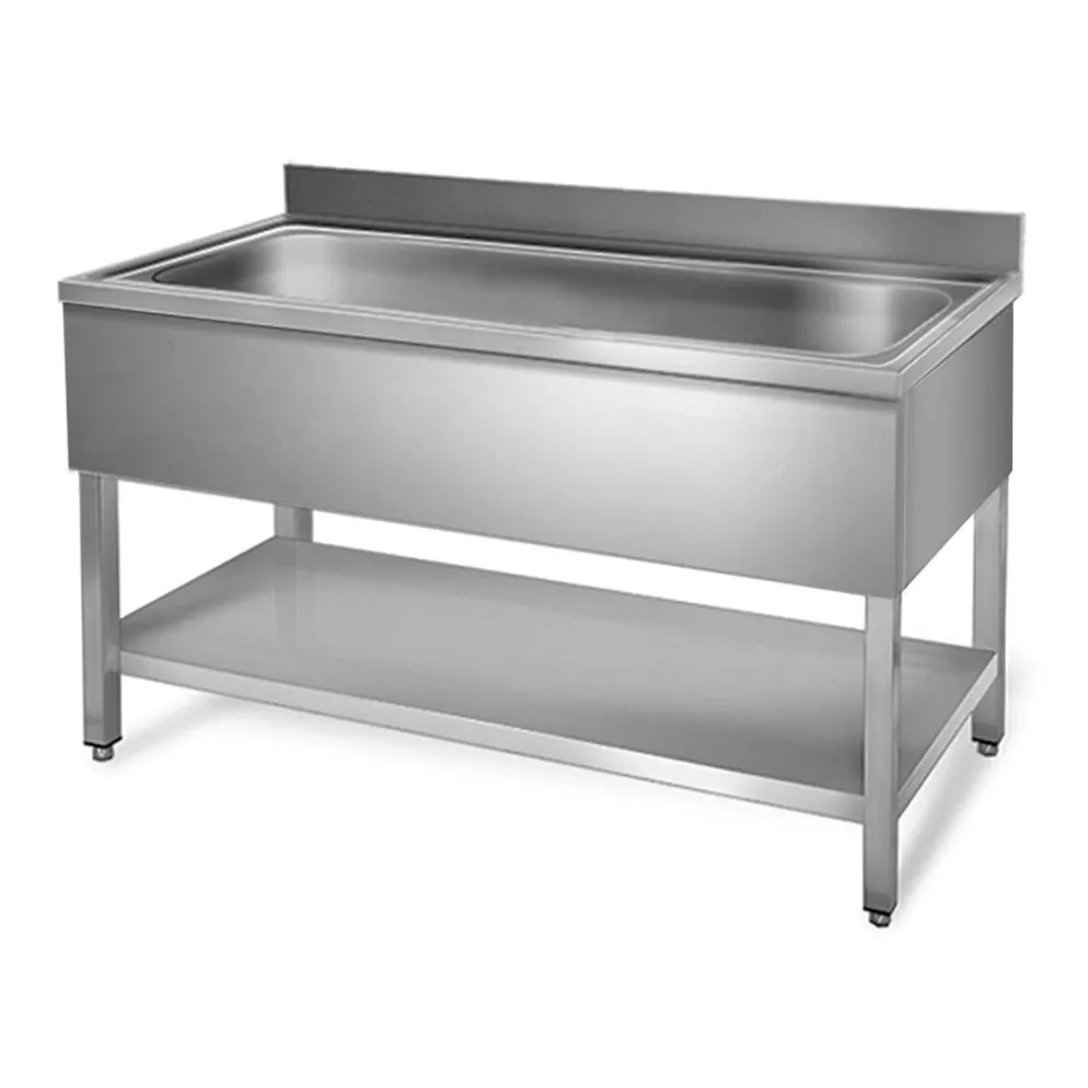 Spültisch, Breite 1200 mm, 1 Becken mittig, mit Aufkantung