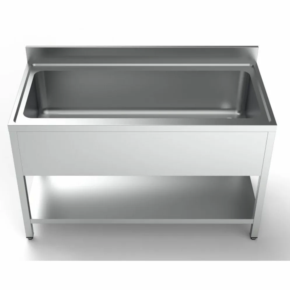 Spültisch Edelstahl 1400 mm mit 1 grossen Becken, 700 mm tief
