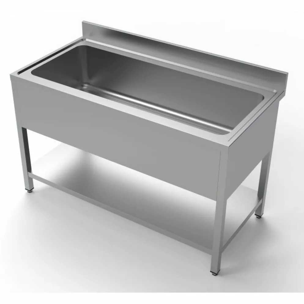 Spültisch Edelstahl 1400 mm mit 1 grossen Becken, 700 mm tief