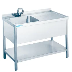 Spültisch mit 1 Becken Links, Unterbau offen, 1200x700x850/900mm