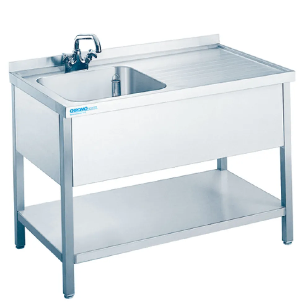 Spültisch mit 1 Becken Links, Unterbau offen, 1200x700x850/900mm