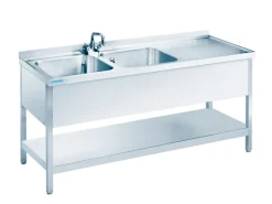 Spültisch mit 2 Becken Links, Unterbau offen,1900x700x850mm