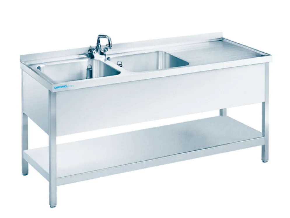 Spültisch mit 2 Becken Links, Unterbau offen,1900x700x850mm