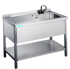 Spültisch mit 1 Becken Rechts, Unterbau offen, 1200x700x850mm