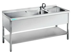 Spültisch mit 2 Becken Rechts, Unterbau offen,1900x700x850mm