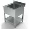 Spültisch mit Grundboden, 1 Becken Mitte, 700x700x850mm