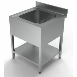 Spültisch mit Grundboden, 1 Becken Mitte, 700x700x850mm