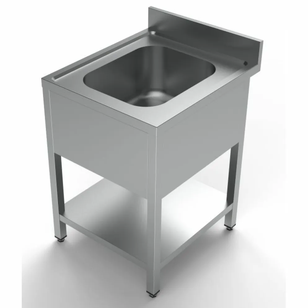 Spültisch mit Grundboden, 1 Becken Mitte, 600x700x850mm