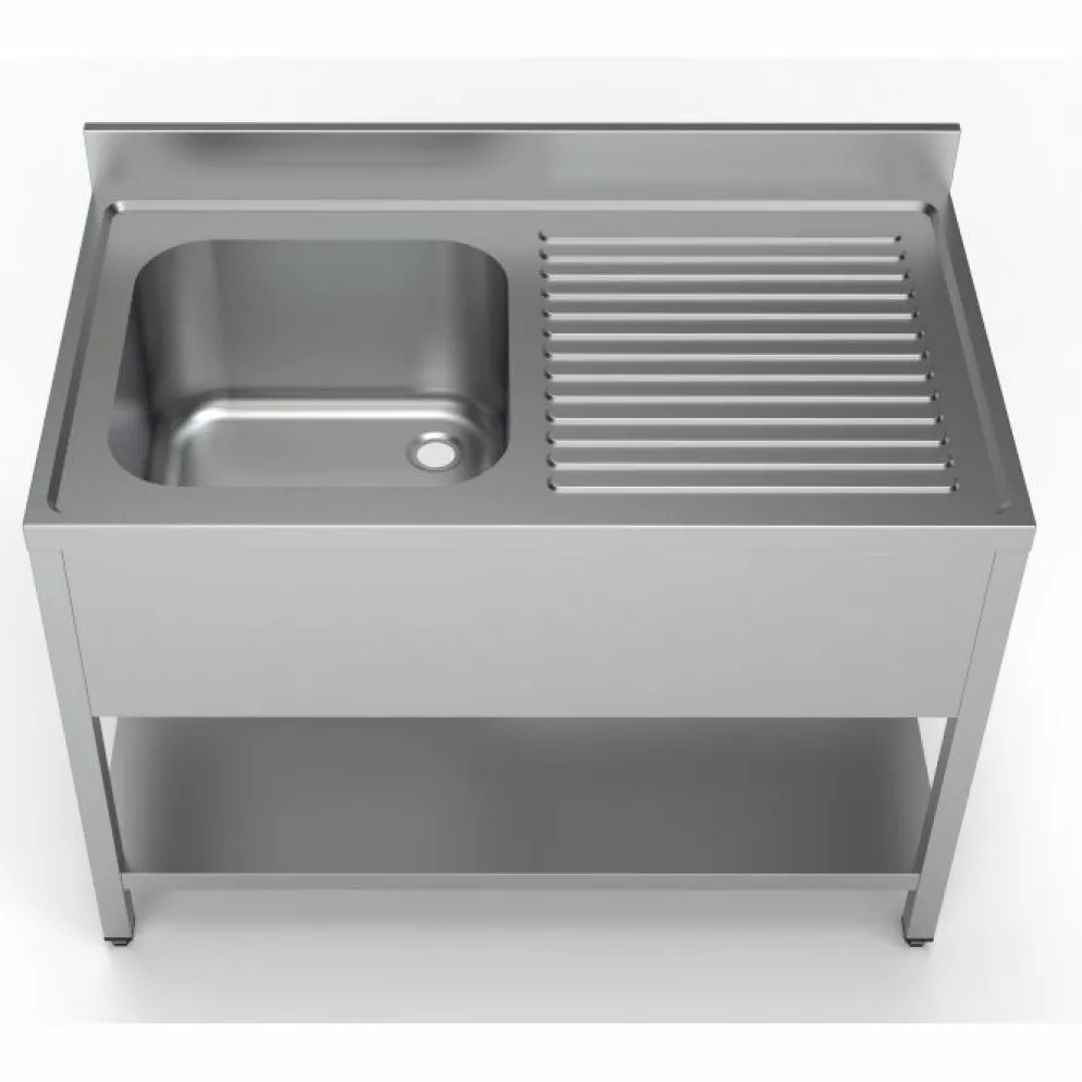 Spültisch 1200 mm, 1 Becken links, Grundboden, 700 mm tief