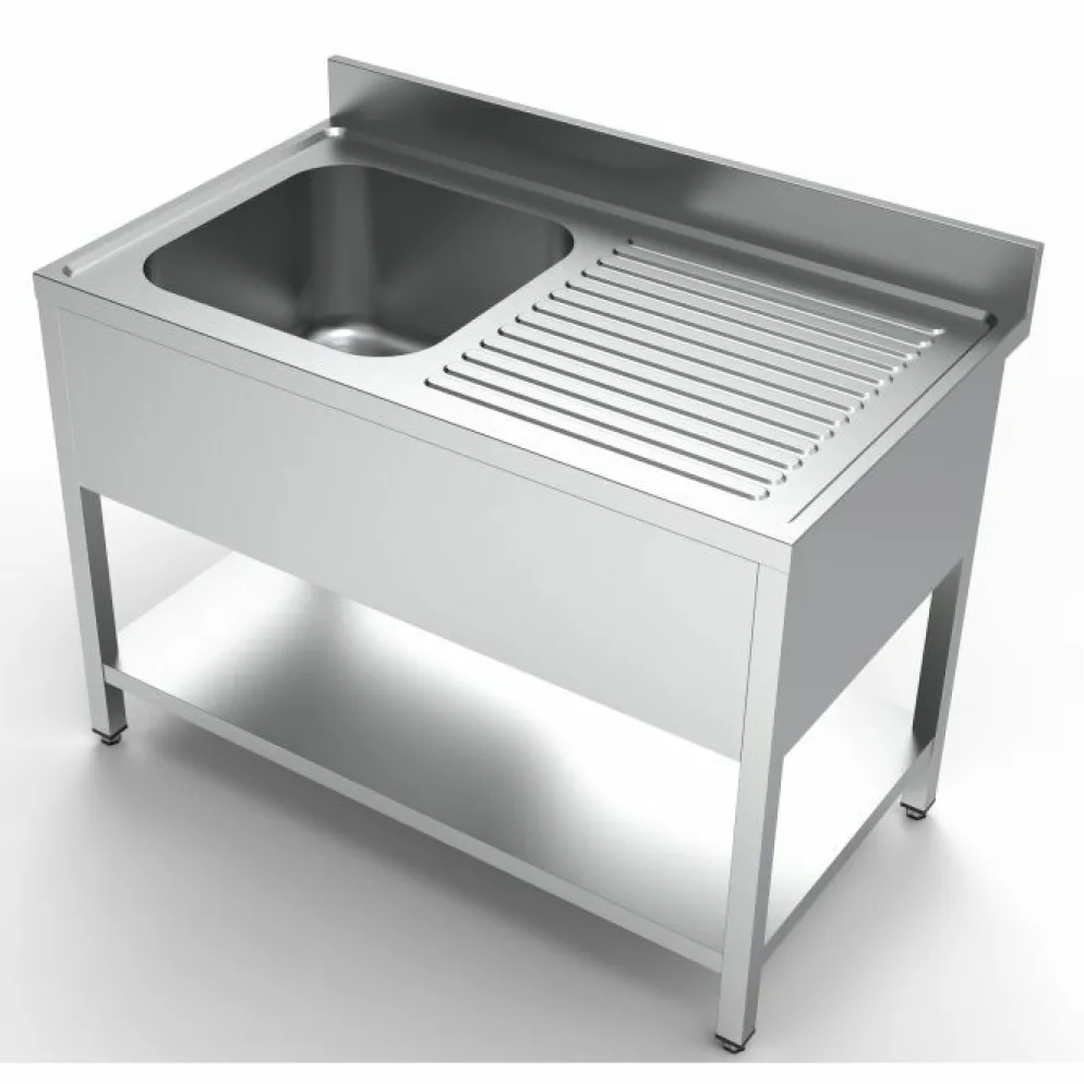 Spültisch 1200 mm, 1 Becken links, Grundboden, 700 mm tief