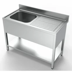 Spültisch 1200 mm, 1 Becken links, Grundboden, 600 mm tief