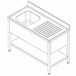 Spültisch 1200 mm, 1 Becken links, 600 mm tief