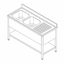 Spültisch 1600 mm, 2 Becken links, 700 mm tief