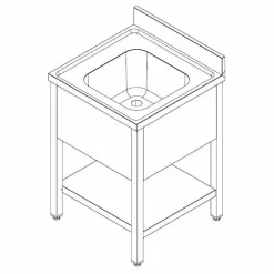Spültisch 700 mm, 1 Becken mittig, 700 mm tief