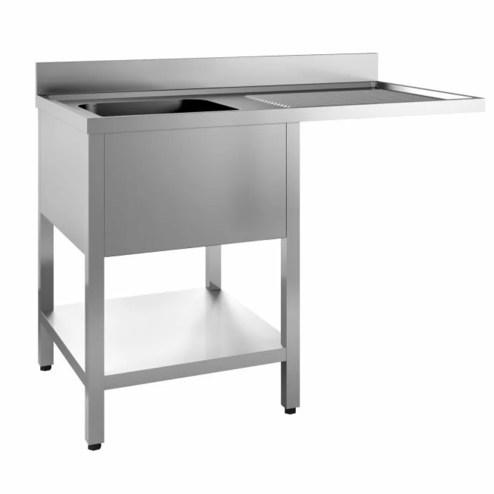 Spültisch 700 mm mit Grundboden Breite 1400 mm, Becken links